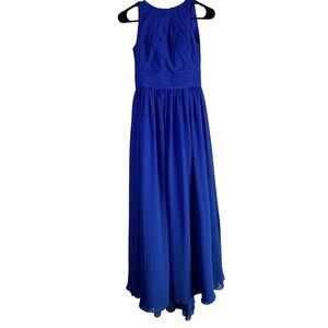 Azazie Dress Women's Size A00 W 24" L 52" Blue Formal Bridesmaid Maxi High Low